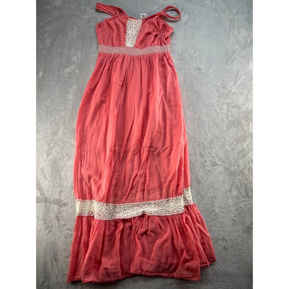 Half Moon Maxi Dress Womens Medium Pink Sleeveless Cotton Cottagecore Boho